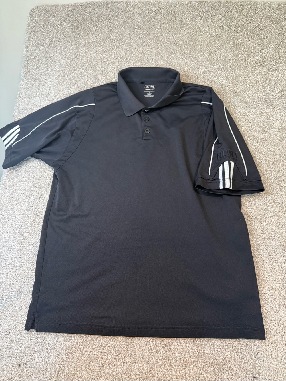 adidas Black Polo with White Stripe Accents